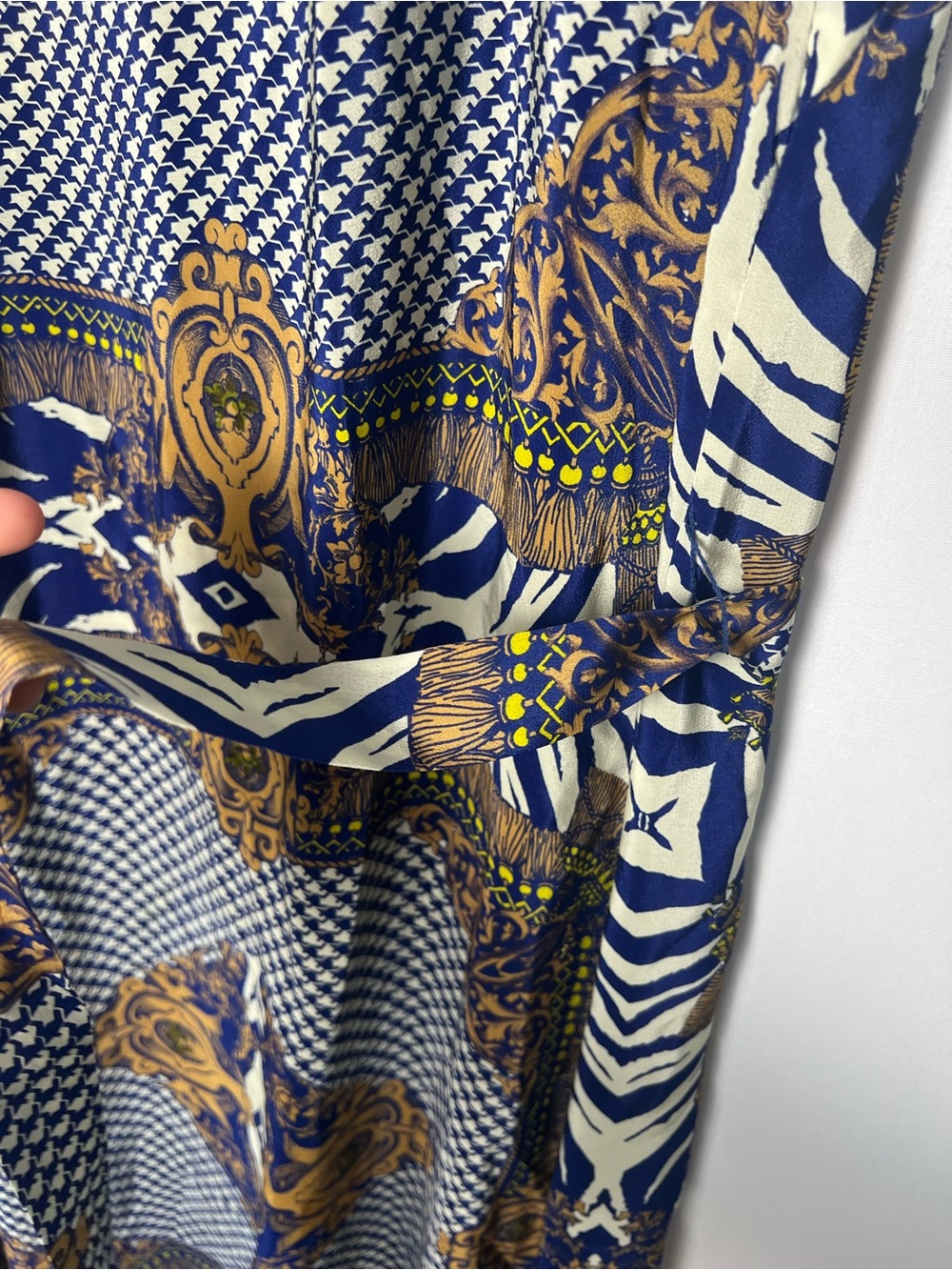 Tyler Böe Women’s 100% Silk Sleeveless Maxi Dress Multi Print Blue W/ Sash XS - Picture 5 of 9